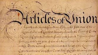 Entrada em vigor do Tratado da Uni&atilde;o entre a Inglaterra e a Esc&oacute;cia