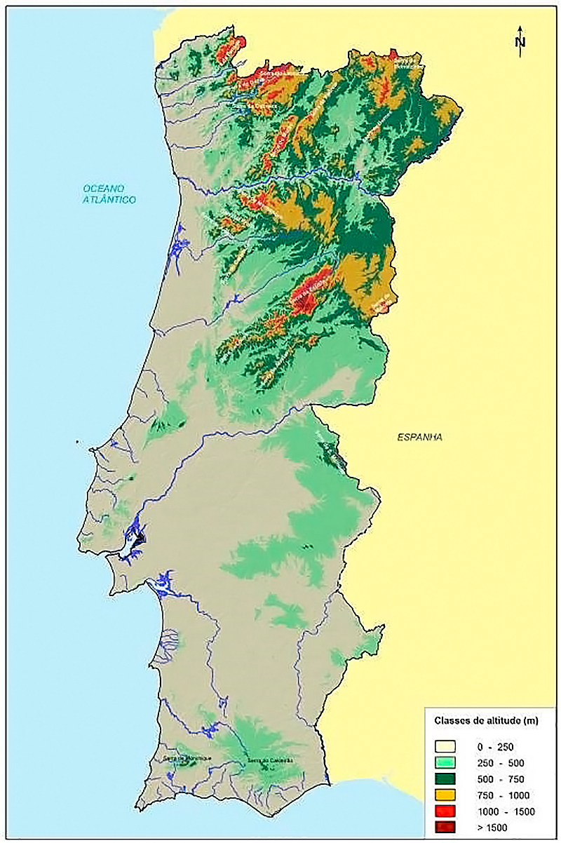 Quadro Mapa de Relevo de Portugal