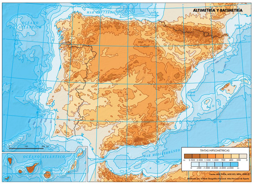 Quadro Mapa de Relevo de Portugal