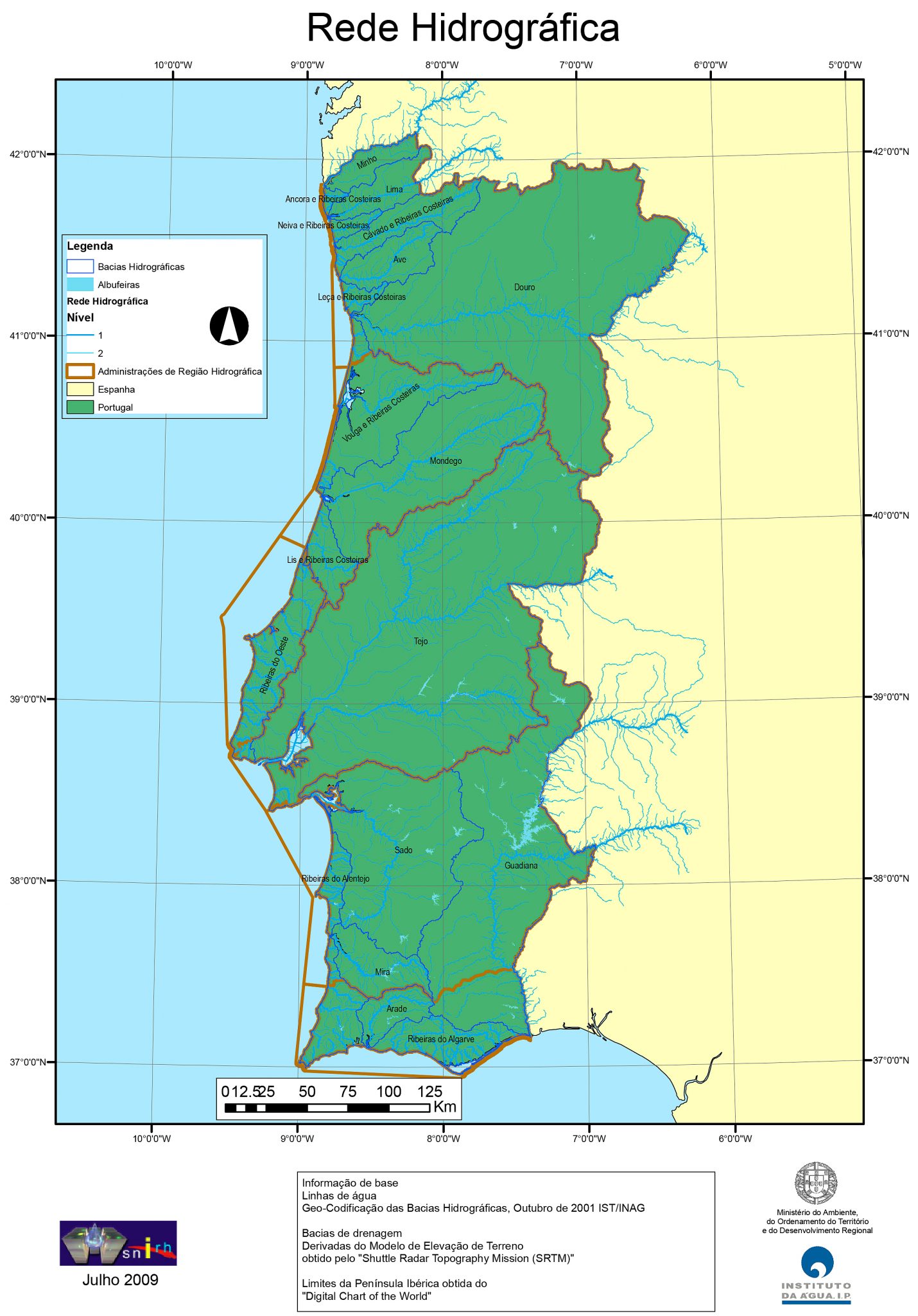 Mapa de Portugal Rios